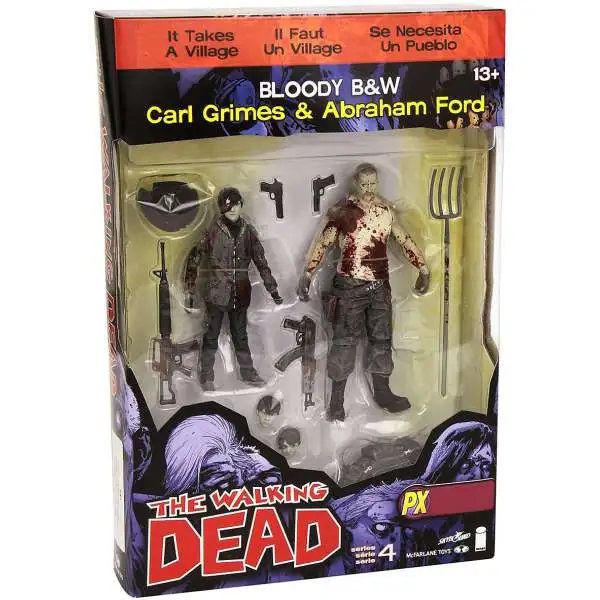McFarlane Toys The Walking Dead Comic Series 4 Carl Grimes & Abraham Ford Exclusive Action Figure 2-Pack [Bloody Black & White]