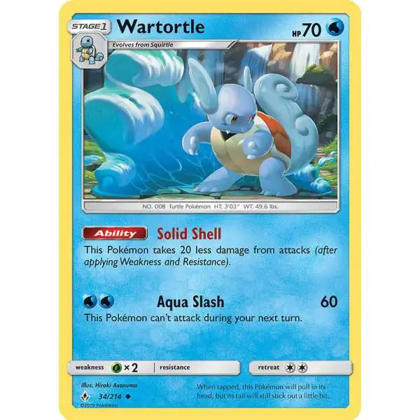 Pokemon Trading Card Game Sun & Moon Unbroken Bonds Uncommon Wartortle #34 [Foil Promo]