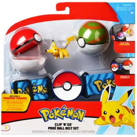 Pokemon Pikachu with Poke Ball & Nest Ball Clip 'N' Go Poke Ball Belt Set