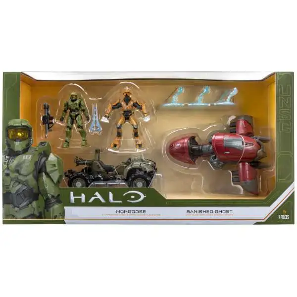 Halo Infinite Mongoose with Master Chief & Banished Ghost with Elite Warlord Action Figure Set (Pre-Order ships )