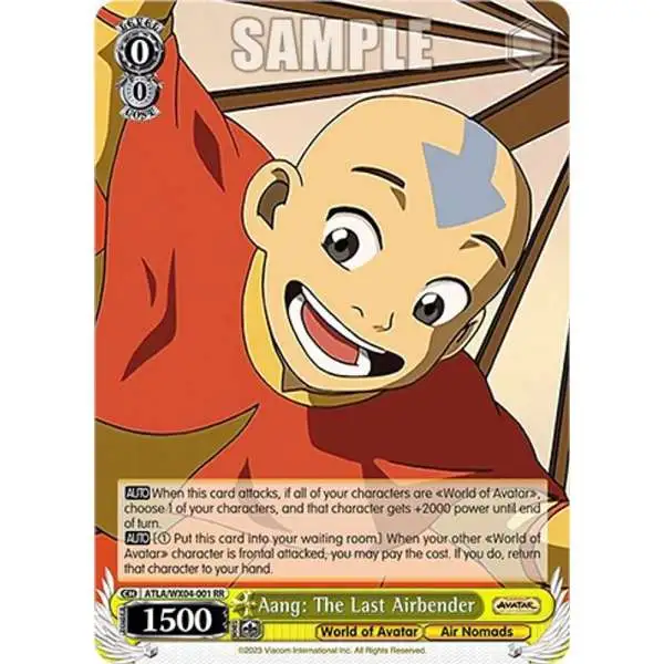 Weiss Schwarz Trading Card Game Avatar: The Last Airbender Double Rare RR Aang: The Last Airbender ATLA/WX04-001