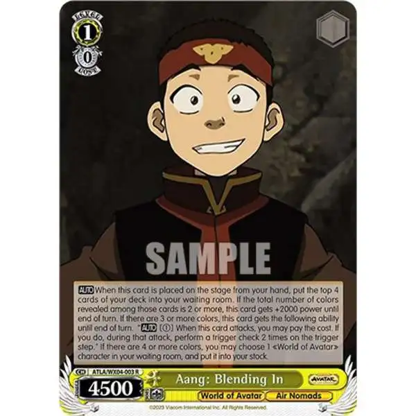 Weiss Schwarz Trading Card Game Avatar: The Last Airbender Rare Aang: Blending In ATLA/WX04-003