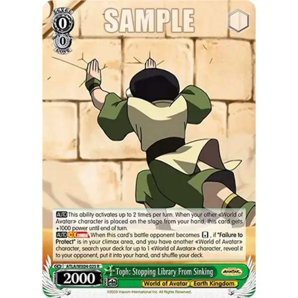 Weiss Schwarz Trading Card Game Avatar: The Last Airbender Rare Toph: Stopping Library From Sinking ATLA/WX04-025