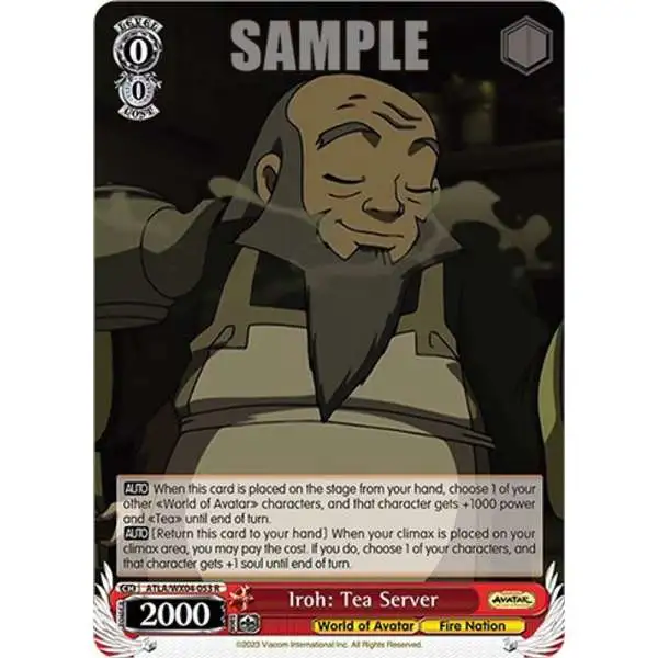 Weiss Schwarz Trading Card Game Avatar: The Last Airbender Rare Iroh: Tea Server ATLA/WX04-053