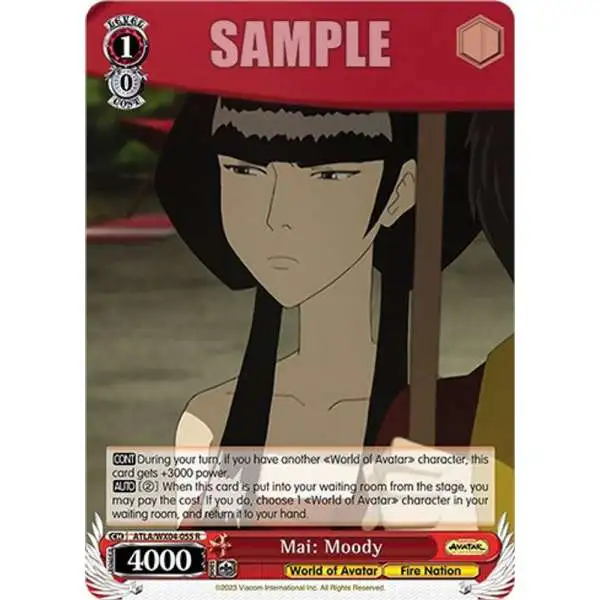 Weiss Schwarz Trading Card Game Avatar: The Last Airbender Rare Mai: Moody ATLA/WX04-055