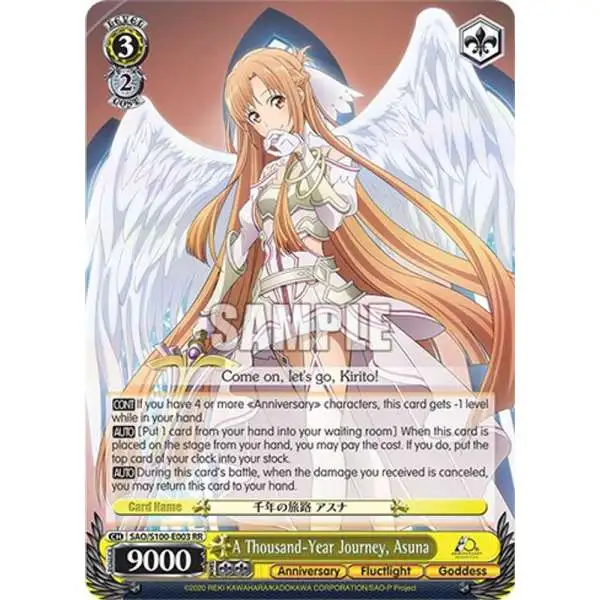 Weiss Schwarz Trading Card Game Sword Art Online Animation 10th Anniversary Double Rare RR A Thousand-Year Journey, Asuna SAO/S100-E003