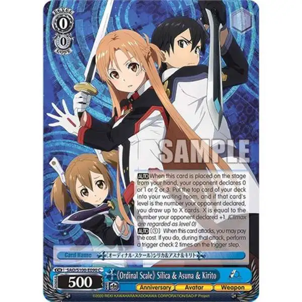 Weiss Schwarz Trading Card Game Sword Art Online Animation 10th Anniversary Common Ordinal Scale Silica & Asuna & Kirito SAO/S100-E090