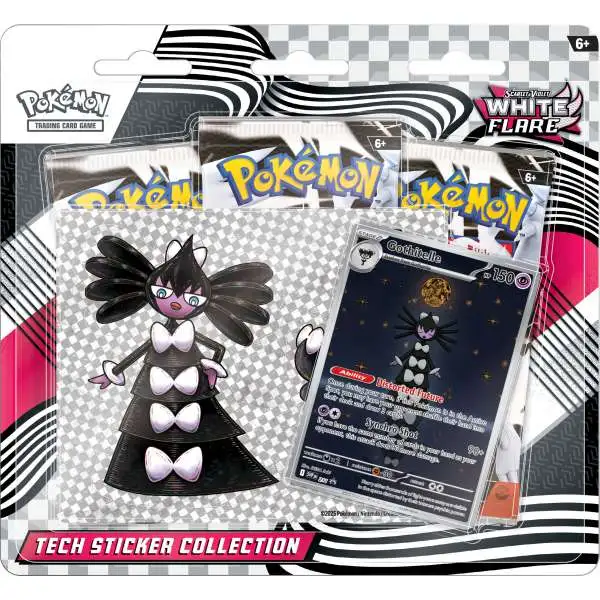Pokemon Scarlet & Violet White Flare Gothitelle Tech Sticker Collection [3 Booster Packs, Foil Promo Card & Sticker]