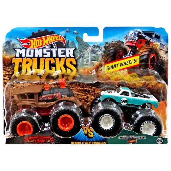 Hot Wheels Monster Trucks Demolition Doubles Loco Punk vs. Pure Muscle Diecast Car 2-Pack