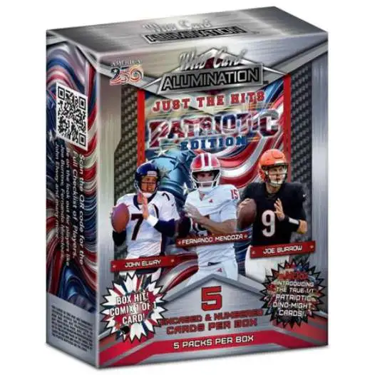 NFL Wild Card 2026 Just the Hits Football Patriotic Edition Trading Card HOBBY Box [5 Encased & Numbered Cards Per Box]