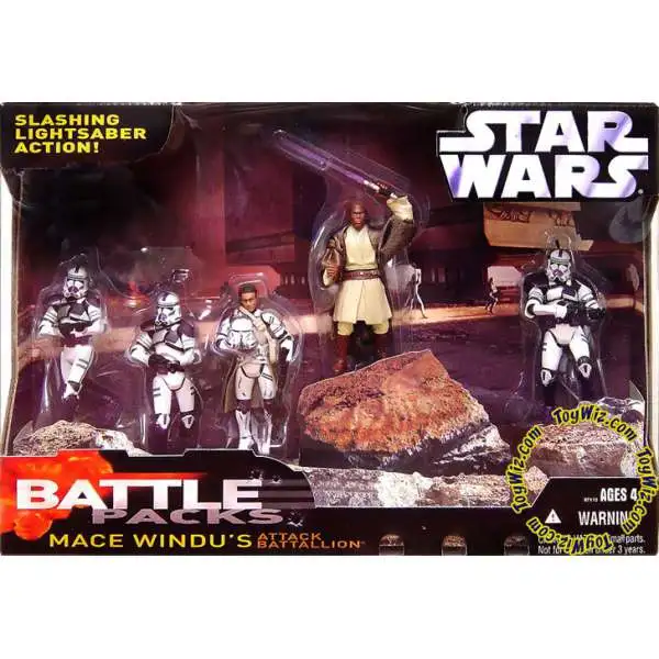 Star Wars Clone Wars Battle Pack Mace Windu's Attack Battalion Exclusive Action Figure Set