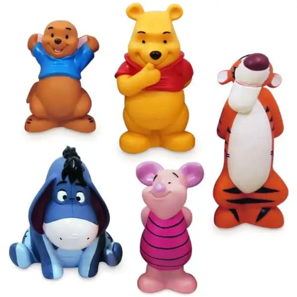 Disney Winnie the Pooh Winnie, Tigger, Eeyore, Piglet & Roo Exclusive 5-Figure Bath Set