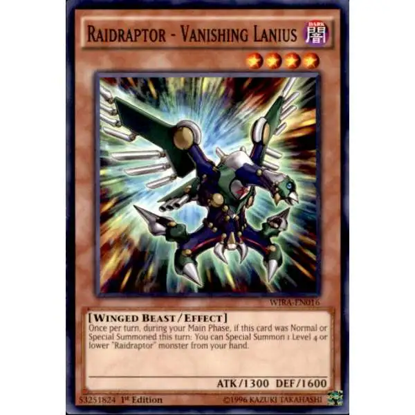 YuGiOh Wing Raiders Common Raidraptor - Vanishing Lanius WIRA-EN016