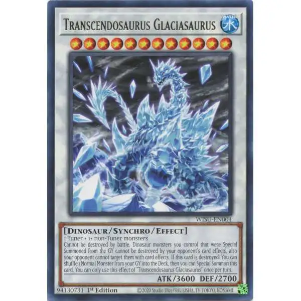 YuGiOh Trading Card Game Wild Survivors Rare Transcendosaurus Glaciasaurus WISU-EN004