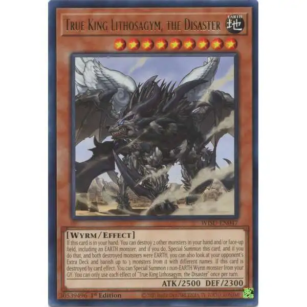 YuGiOh Trading Card Game Wild Survivors Rare True King Lithosagym, the Disaster WISU-EN047