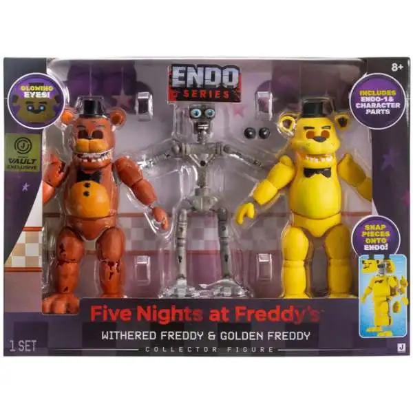 Five Nights at Freddy's Endo Series Withered Freddy & Golden Freddy Collector Action Figure [Includes Endo-1 & Character Parts] (Pre-Order ships October)