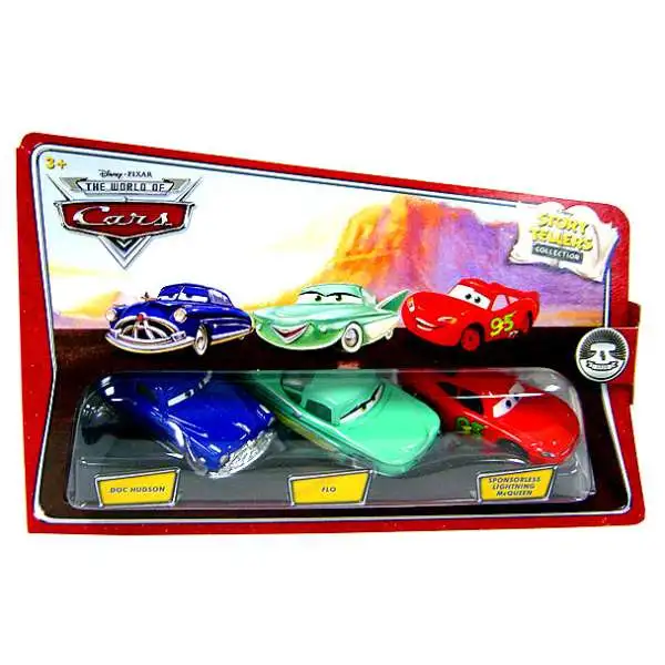 Disney / Pixar Cars The World of Cars Story Tellers Doc Hudson, Flo & Sponsorless McQueen Diecast Car 3-Pack [Damaged Package]