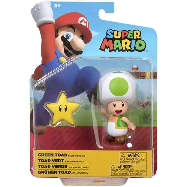 World of Nintendo Super Mario Wave 23 Green Toad Action Figure [with Star, Damaged Package]