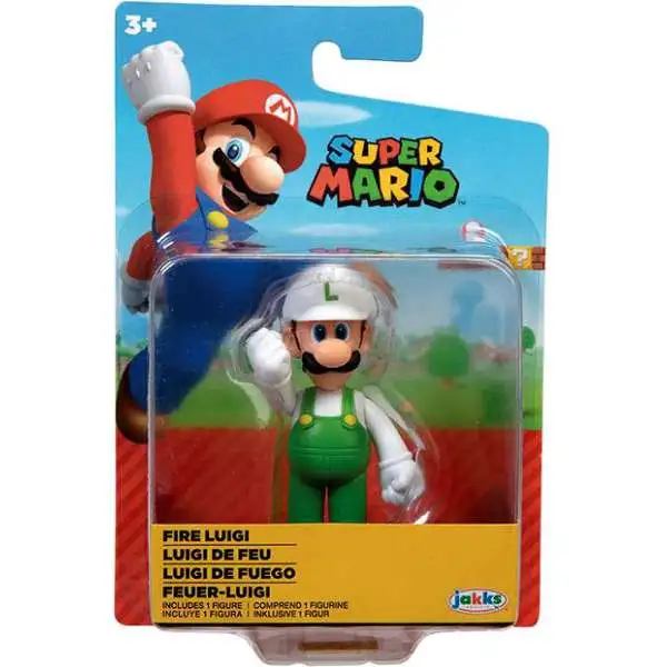 World of Nintendo Super Mario Fire Luigi 2.5-Inch Mini Figure [Standing, Arm Out, Green Overalls]