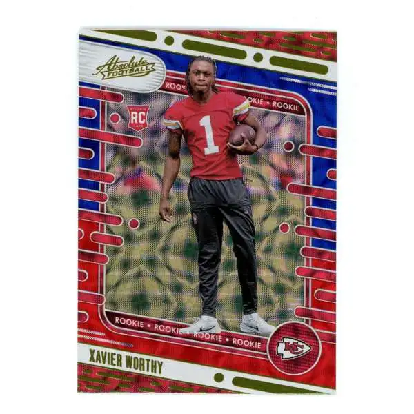 NFL 2024 Panini Absolute Football Red White Blue Kaleidoscope Xavier Worthy #128 [Rookie]