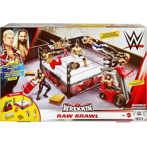 WWE Wrestling Wrekkin' RAW Brawl Exclusive Ring Playset [Cody Rhodes & Seth Rollins Action Figures!]