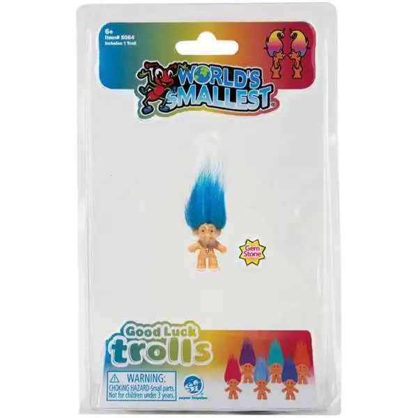 World's Smallest Good Luck Trolls BLUE 1.25-Inch Micro Figure