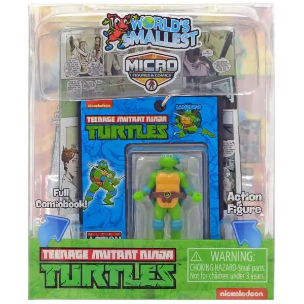 World's Smallest Teenage Mutant Ninja Turtles Leonardo Micro Figure & Comic