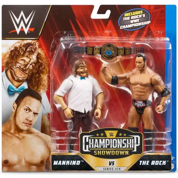 WWE Wrestling Championship Showdown Series 14 Rock vs Mankind Action Figure 2-Pack [Rock 'n' Sock Connection & Winged Eagle Title Belt]