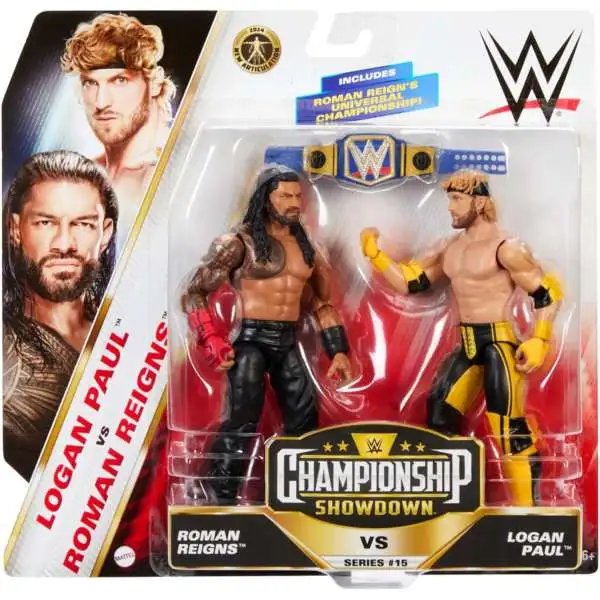 WWE Wrestling Championship Showdown Series 15 Roman Reigns vs. Logan Paul Action Figure 2-Pack