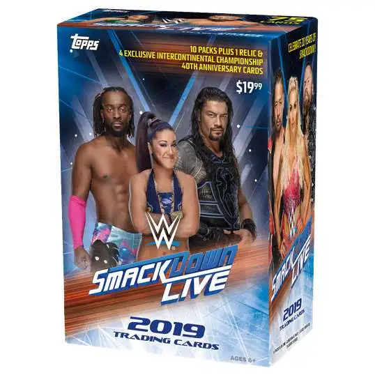 WWE Wrestling Topps 2019 Smack Down Live Trading Card BLASTER Box [10 Packs + 1 Relic Card!]