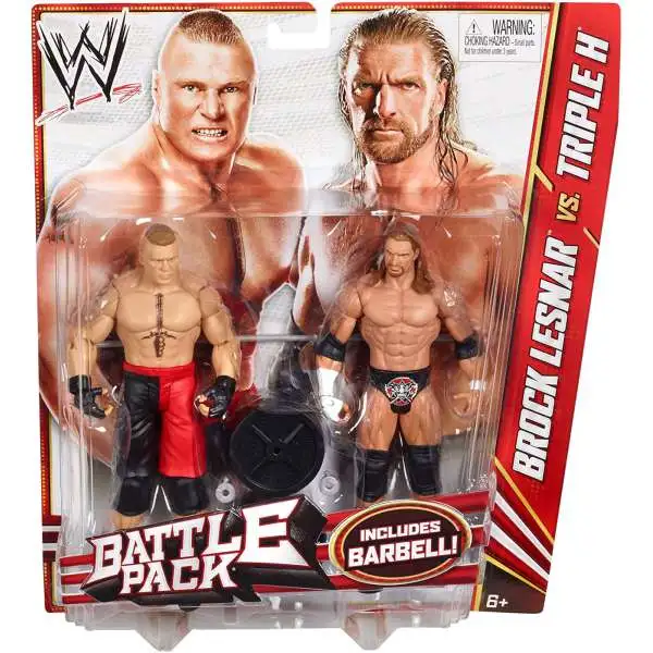 WWE Wrestling Battle Pack Series 20 Brock Lesnar vs. Triple H Action Figure 2-Pack [Barbell, Damaged Package]