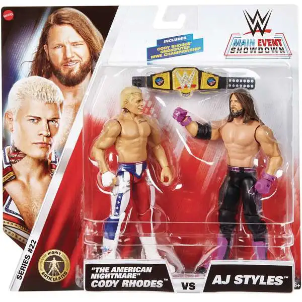 WWE Wrestling Main Event Showdown Series 22 Cody Rhodes vs AJ Styles Action Figure 2-Pack (Pre-Order ships September)