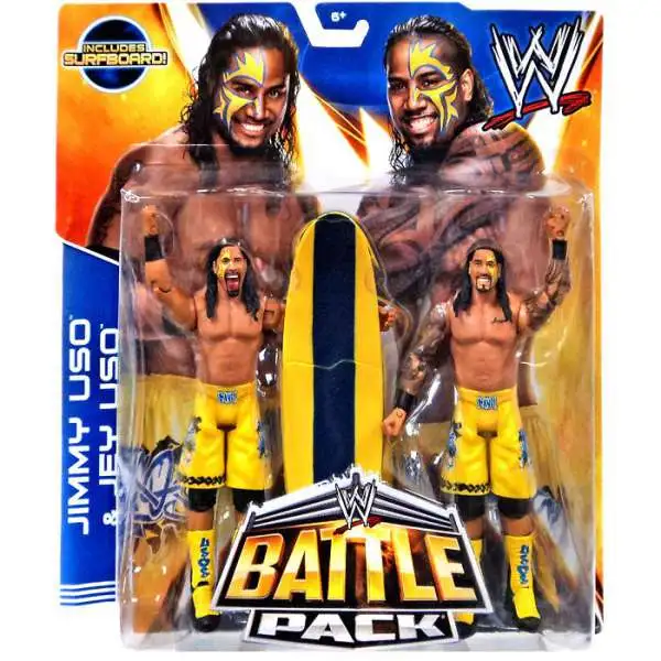 WWE Wrestling Battle Pack Series 28 Jimmy Uso & Jey Uso Action Figure 2-Pack [Surfboard, Damaged Package]