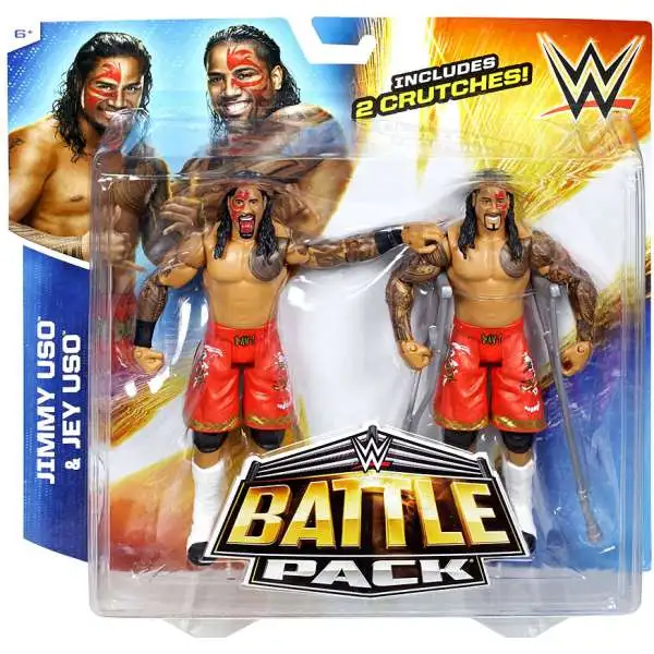 WWE Wrestling Battle Pack Series 32 Jimmy & Jey Uso Action Figure 2-Pack [2 Crutches]