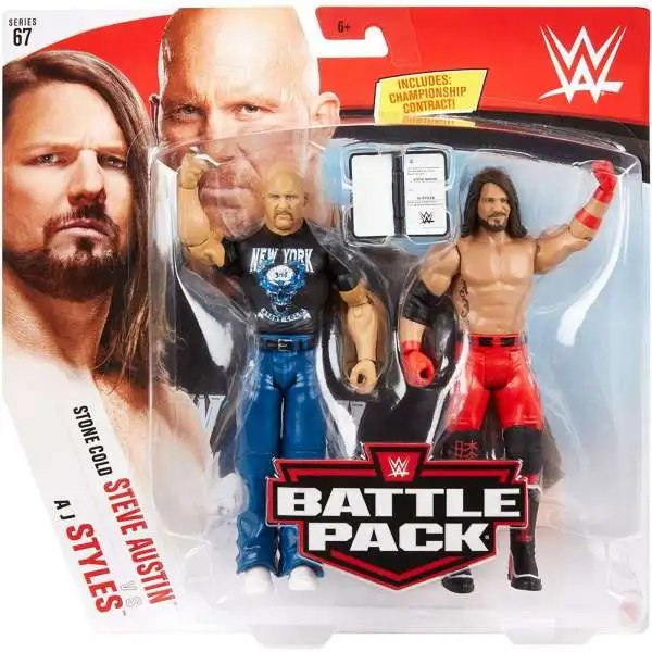 WWE Wrestling Battle Pack Series 67 Steve Austin & AJ Styles Action Figure 2-Pack