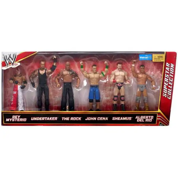 WWE Wrestling Mysterio, Undertaker, Rock, Cena, Sheamus & Del Rio Exclusive Action Figure 6-Pack