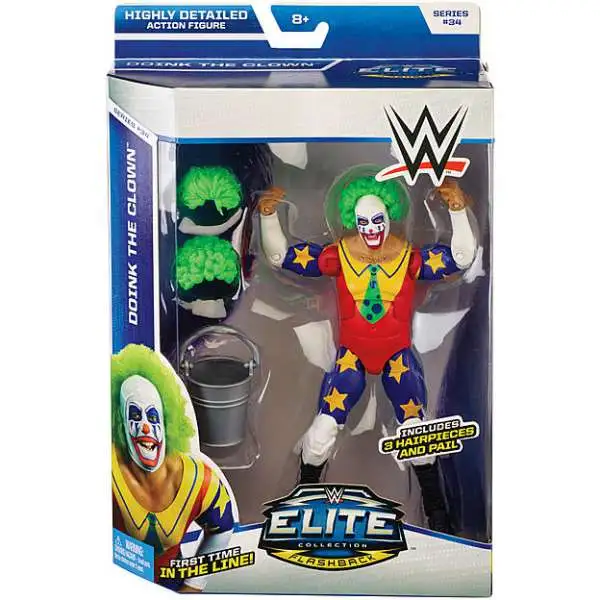 WWE Wrestling Elite Collection Series 34 Doink the Clown Action Figure [3 Hairpieces & Pail]