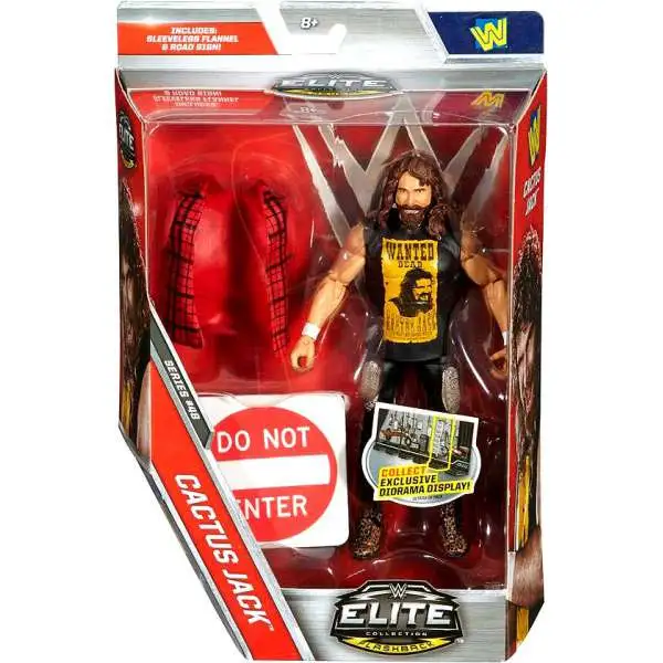 WWE Wrestling Elite Collection Series 48 Cactus Jack Action Figure [Sleeveless Flannel & Road Sign]