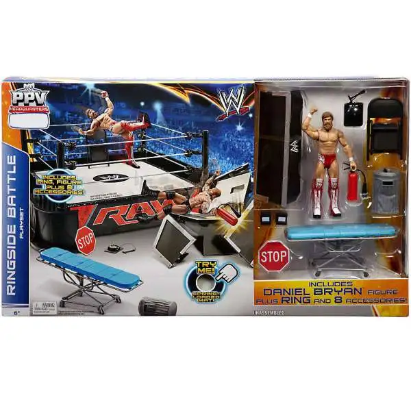 WWE Wrestling PPV Headquarters Ringside Battle Ring Exclusive Playset [Daniel Bryan Action Figure, Damaged Package]