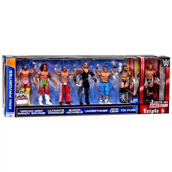 WWE Wrestling 2014 Fan Favorites Randy Savage, Ultimate Warrior, Shawn Michaels, Undertaker, John Cena, CM Punk & Triple H Exclusive Action Figure 7-Pack