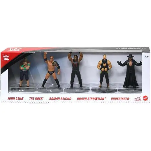 WWE Micro Collection John Cena, The Rock, Roman Reigns, Braun Strowman & Undertaker 2.5-Inch Mini Figure 5-Pack