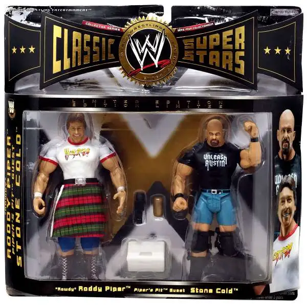 WWE Wrestling Classic Superstars Series 3 Stone Cold Steve Austin & "Rowdy" Roddy Piper Exclusive Action Figure 2-Pack