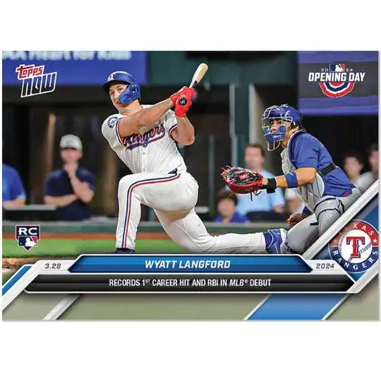 MLB Texas Rangers 2024 NOW Baseball Wyatt Langford Exclusive #12 [Rookie, Records 1st Career Hit & RBI in MLB Debut]