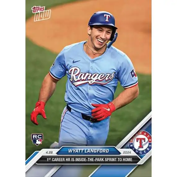 MLB Texas Rangers 2024 NOW Baseball Wyatt Langford #132 [Rookie, 1st Career HR is Inside-The-Park Sprint to Home]