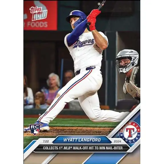 MLB Texas Rangers 2024 NOW Baseball Wyatt Langford #456 [Rookie, Collects 1st MLB Walk-Off Hit to Win Nail-Biter]