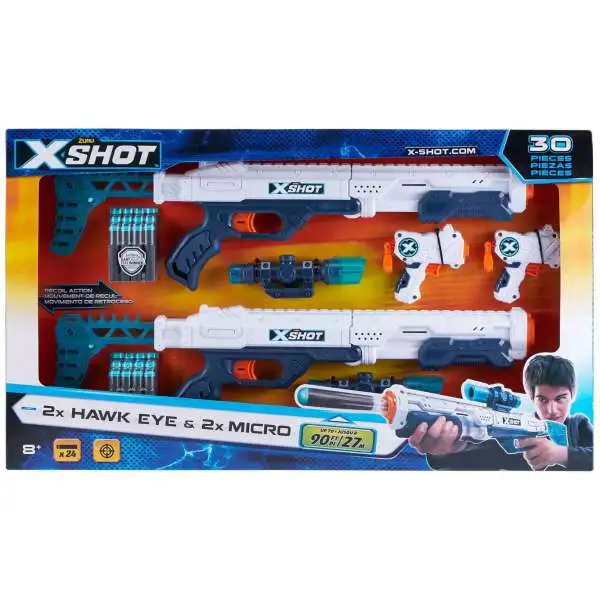 X-Shot 2x Hawk Eye 2x Mocro Blaster Set Zuru Toys - ToyWiz