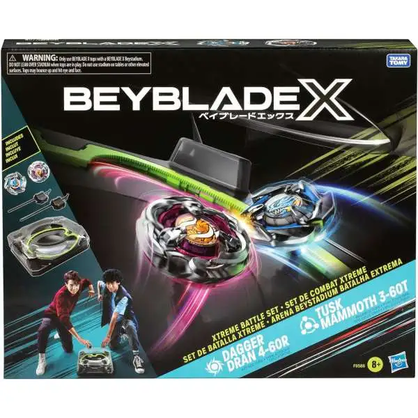 Beyblade X Xtreme Battle Set with Beystadium Arena Accessory [Dagger Dran 4-60R Attack Type & Tusk Mammoth 3-60T]