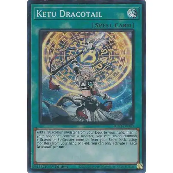 YuGiOh Trading Card Game Justice Hunters Super Rare Ketu Dracotail JUSH-EN008