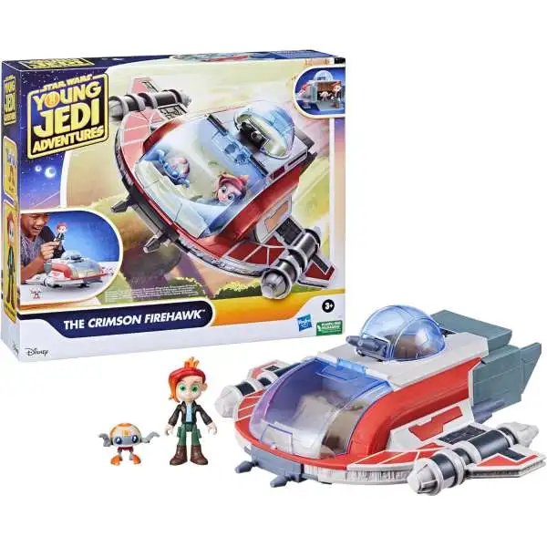 Star Wars Young Jedi Adventures The Crimson Firehawk Vehicle & Figure Set