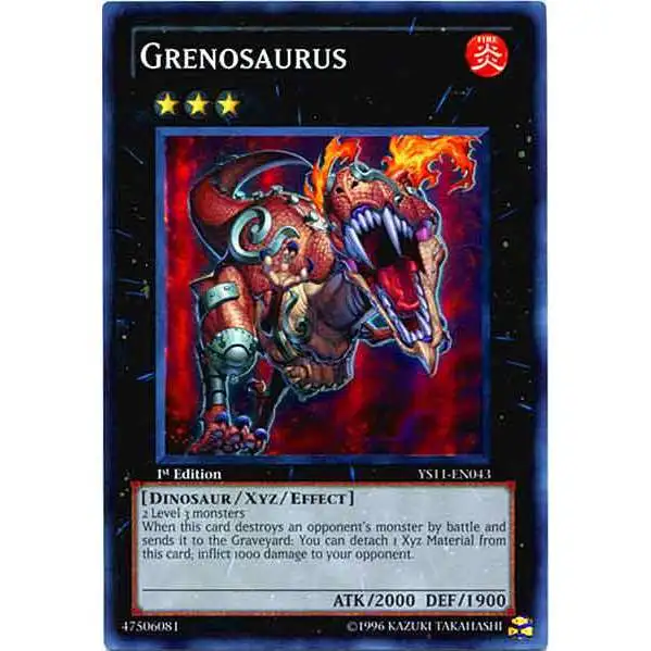 YuGiOh Trading Card Game Dawn of the Xyz Super Rare Grenosaurus YS11-EN043